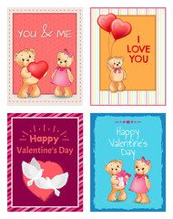I Love You and Me Teddy Bears Vector