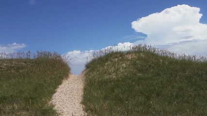 1623 Sand Dune at the Beach Blue Skys