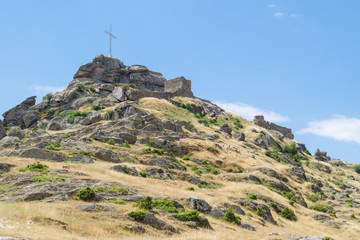 Fototapeta premium Ruins of Marko's Towers on a hill in Prilep, Macedonia