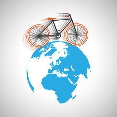 Bicycle around the globe, vector.