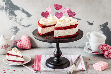Sliced Red Velvet Cheesecake
