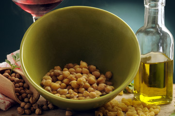 Cicer arietinum e pasta y garbanzos ceci Makaron i ciecierzyca Tészta és und Kichererbsen...