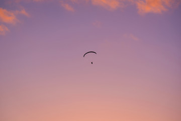 Paraglide shilouette at dusk