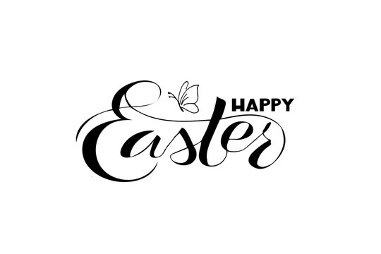 Happy Easter, Happy Easter Logo Budge, Hand Drawn