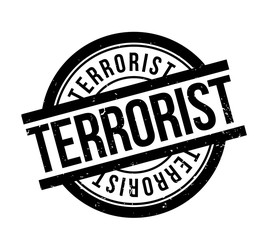 Terrorist rubber stamp isolated on white background