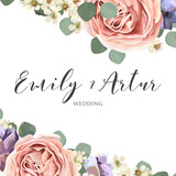 Vector floral elegant botanical card design with lavender pink garden rose flowers, violet succulent, cactus plants, wax and eucalyptus leaves frame. Beautiful invite, save the date, greeting template