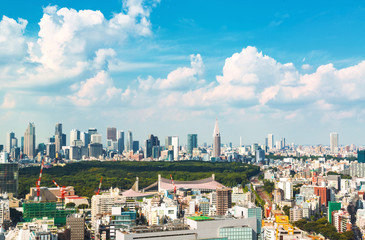Obraz premium View of the Shinjuku skyline from Shibuya, Tokyo, Japan