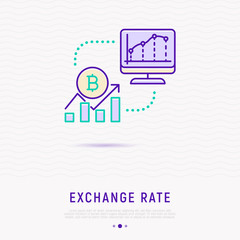 Exchange rate concept: graphic of growth thin line icon. Modern vector illustration.