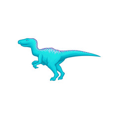 Blue dinosaur with long tail, short fore and long hind limbs. Giant prehistoric reptile. Animal of Jurassic period. Flat vector design for video game or book