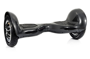 Black hoverboard or self-balancing scooter on white background