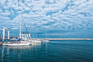 Fototapeta premium Yacht harbor at Monopoli port - Italy, Puglia. Adriatic sea