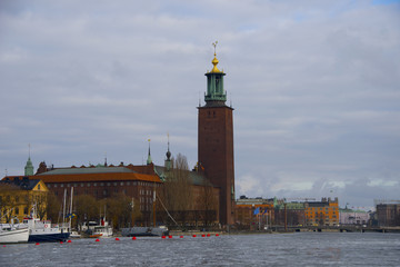 Stockholm City Town Hall a gray winter day