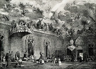 The Throne Room, Royal Palace, Madrid; painting of Jenaro Pérez Villaamil (from Spamers Illustrierte Weltgeschichte, 1894, 5[1], 737)