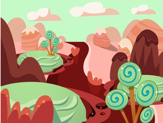 Obraz premium illustration of fantasy sweet food land