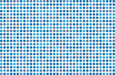 Dotted background with circles, dots, point Different shades of blue. Halftone pattern. 