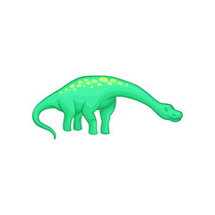 Apatosaurus dinosaur with long neck, tail and yellow spots on back. Animal of Jurassic period. Flat vector element for mobile game or children s encyclopedia