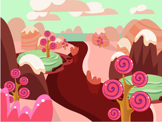  illustration of fantasy sweet food land