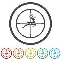 Obraz premium Hunting Season with Deer in gun sight, 6 Colors Included