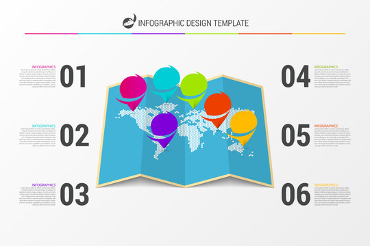 World map concept. Infographic design template. Vector