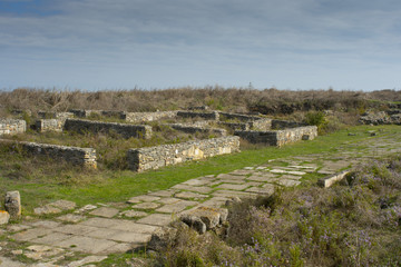 Fototapeta na wymiar Ruins of Histria Old City, in Dobruja, Romania