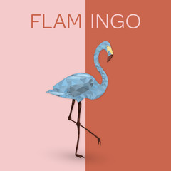 Summertime. Good vibes with geometric flamingo in trendy pastel colors. Text : Flamingo