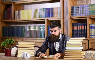 Science and studying concept. Man in classic suit or professor