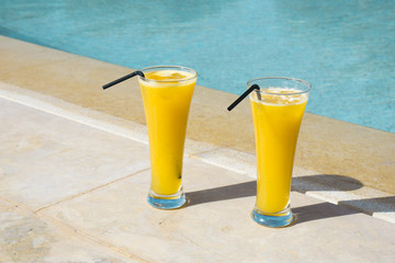 Orange Juice and swimming pool