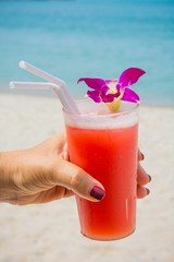  fruit cocktail with flower