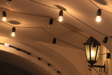 electric retro lights under the ceiling