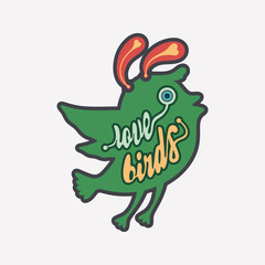 Bird flat color line icon on light background.