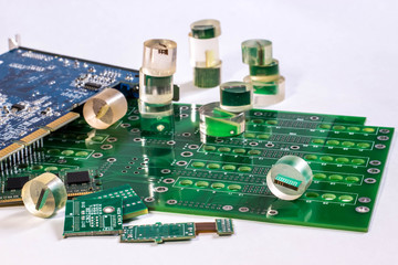printed circuit boards and PCB samples in epoxy resin