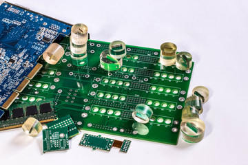 printed circuit boards and PCB samples in epoxy resin