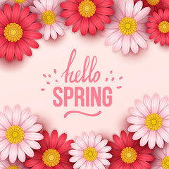 Colorful spring background with beautiful flowers. Vector illustration