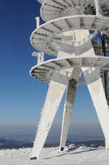 Antenna Mast Winter Landscape Harz National Park