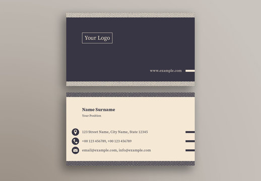 Business Card with Navy and Cream Accents