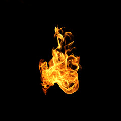 Fototapeta premium Fire flames collection isolated on black background