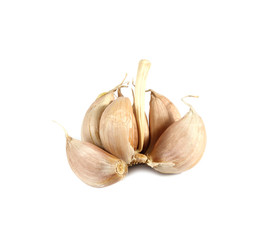 Dry garlic isolated on white background.