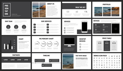 Modern Minimalist Black and White Presentation Template. You can use it presentation, flyer and leaflet, corporate report, marketing, pitch, annual report, catalog.