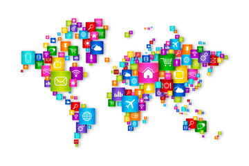 World Map Flying Desktop Icons collection