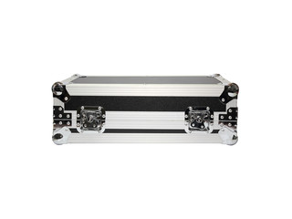 Equipment crate with reinforced metal corners.