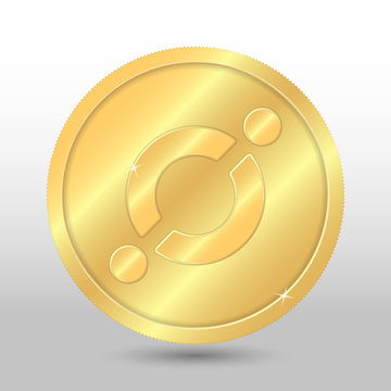 Gold icon coin. Vector crypto currency illustration on a gray background
