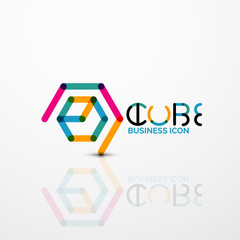 Cube idea concept logo, line