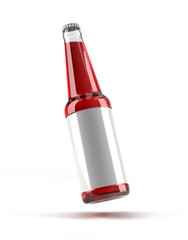 Mockup glass clean bottle on white background, 3D illustration