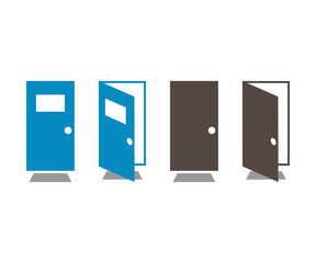 Collection of open and closed door template vector