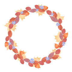 Vector watercolor wreath of autumn leafes EPS10