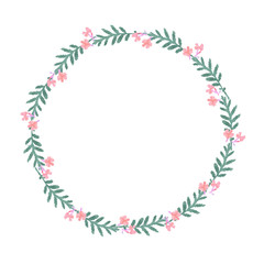 Vector minimal floral wreath with flowers EPS10