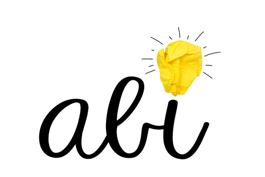 Schriftzug ABI mit Gl&uuml;hbirne