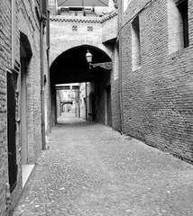 via delle volte, historical center, Ferrara Italy