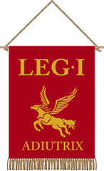 Vector standard of Legio I Adiutrix on white background