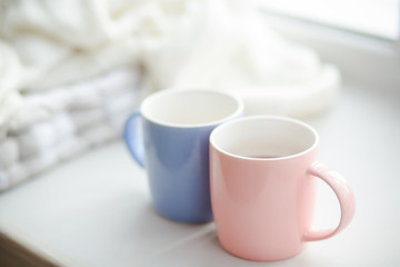 Obraz na płótnie Canvas Set of cups like a small present. Small items of a big love.